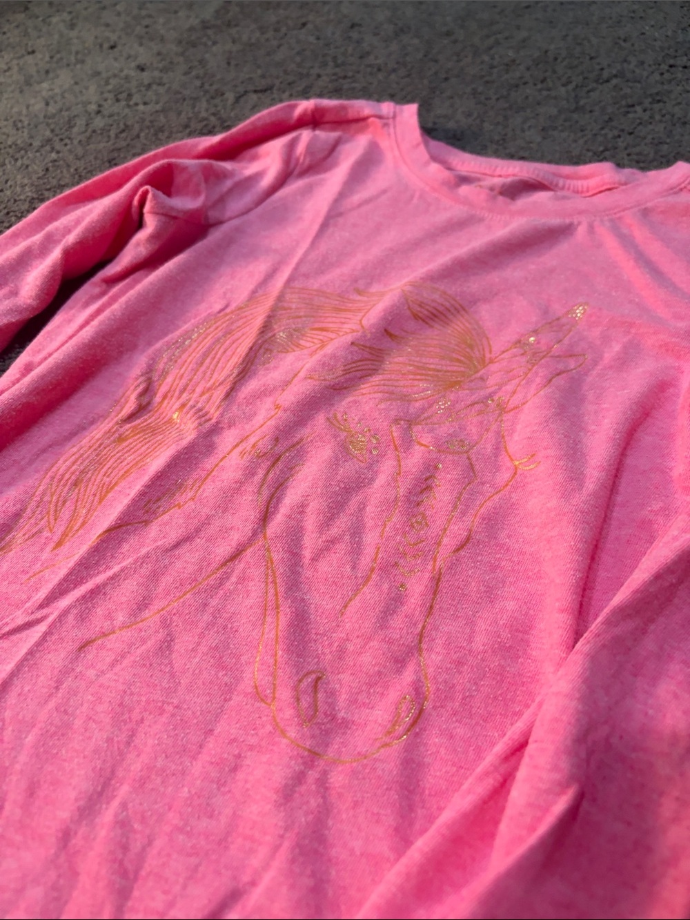 Cat & Jack Pink Long-Sleeve Tee with Gold Unicorn Outline